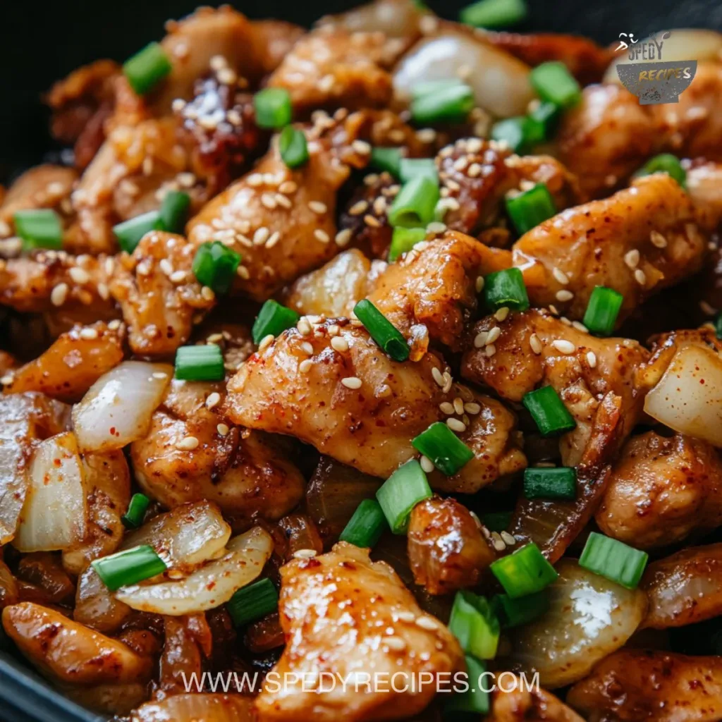 Easy Chicken Bulgogi Recipe (Dak Bulgogi) Delicious easy Chicken Bulgogi dish served with rice and vegetables