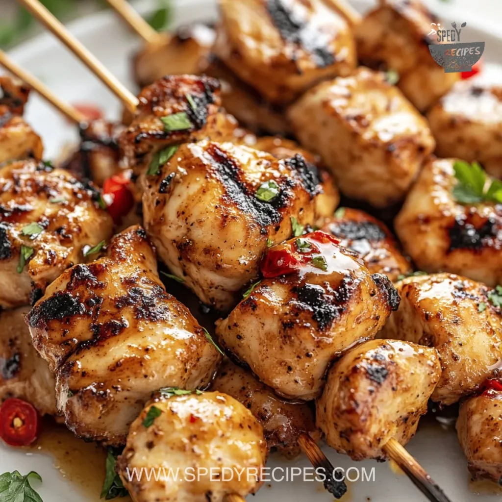 Honey Chipotle Grilled Chicken Skewers Honey chipotle grilled chicken skewers ready for a summer barbecue
