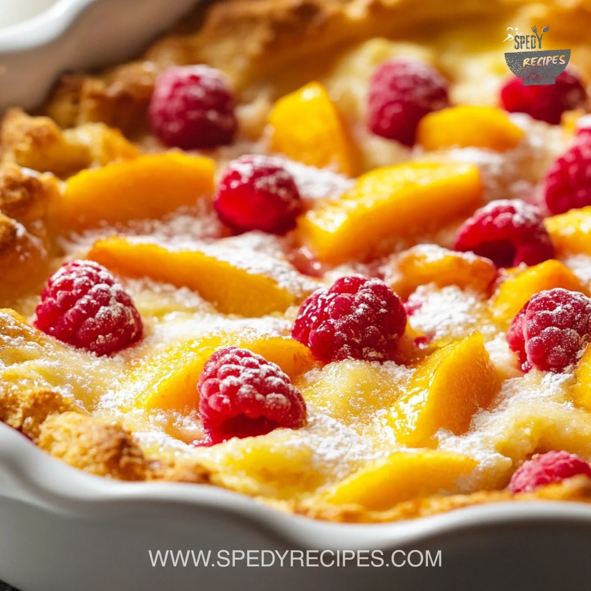 Peach Cobbler with Raspberries