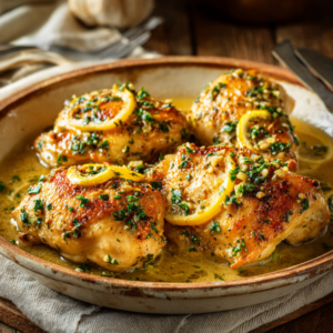 Saidmj1 Close Up Serving Shot Of Lemon Garlic Chicken In Rustic 3823aadd 3e55 43db 845b Ef476f3762c8