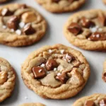 Delicious homemade salted caramel cookies on a cooling rack.