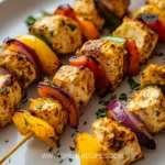 Smoky high-protein skewers grilled to perfection with colorful vegetables and spices.