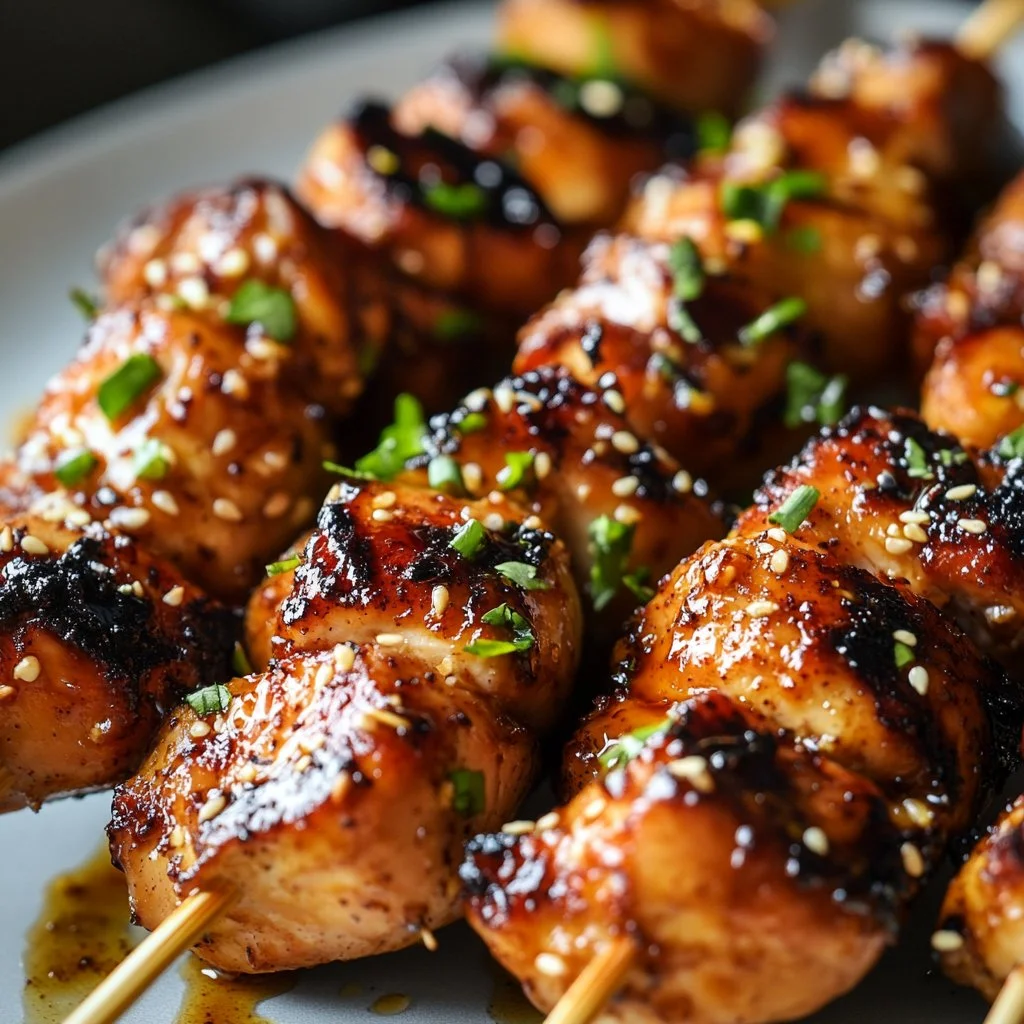 Sticky Bourbon Chicken Skewers