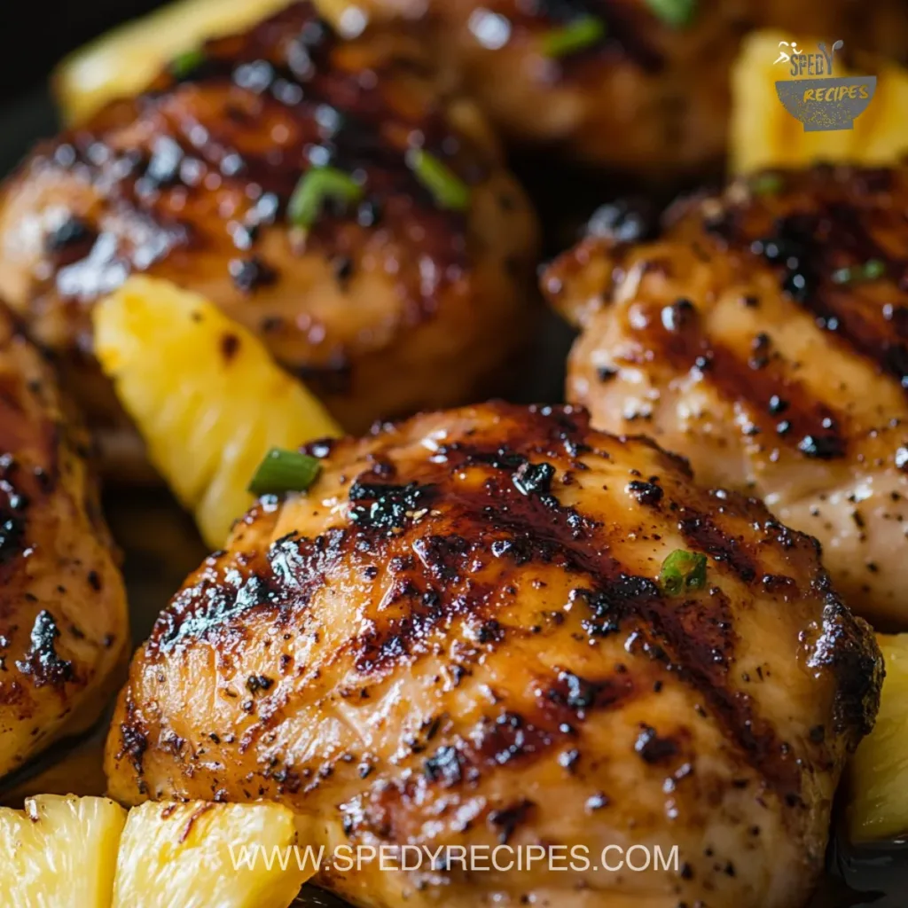 Tropical Grilled Chicken served with vibrant vegetables on a plate.