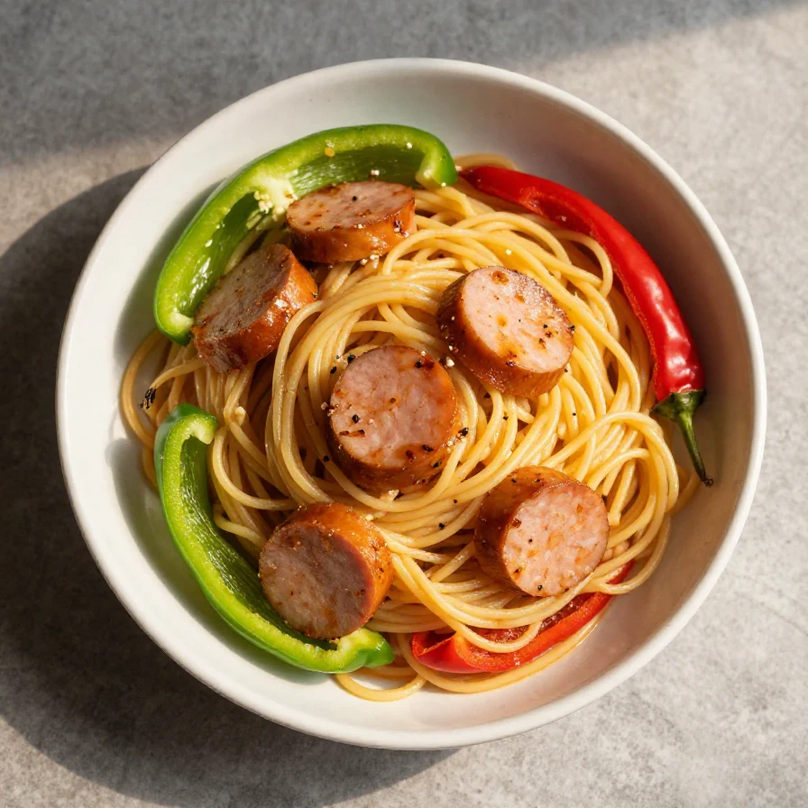 A plate of easy dirty spaghetti topped with Cajun spices and herbs