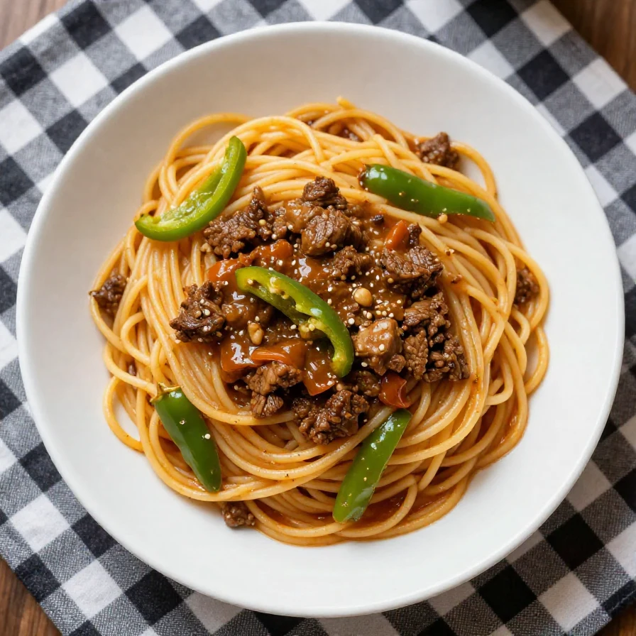 A plate of spaghetti topped with a unique blend of sauces and garnished with herbs, showcasing the TikTok viral trend.