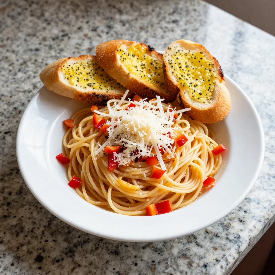 A plate of viral dirty spaghetti garnished with fresh herbs and parmesan cheese