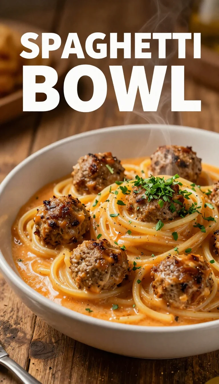 A plate of creamy dirty spaghetti topped with melted cheese and herbs