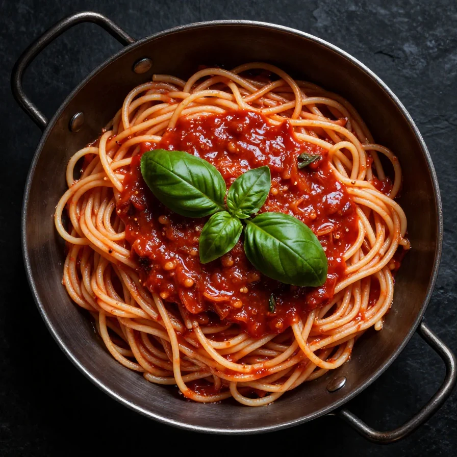 A plate of dirty spaghetti topped with fresh herbs and grated cheese, ready to serve.