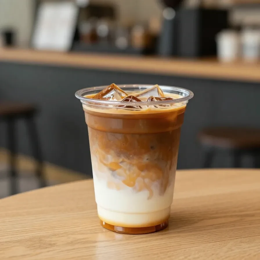 A close-up of a Starbucks Pumpkin Caramel Macchiato in a clear glass mug, topped with whipped cream and caramel drizzle.