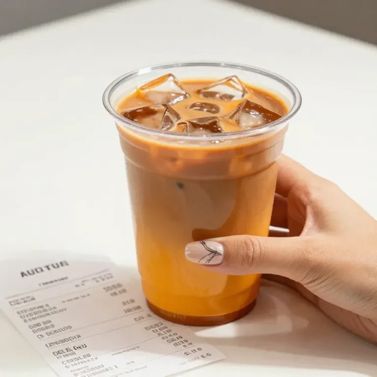 A vibrant cup of Starbucks Pumpkin Chai Latte from the secret menu, topped with whipped cream and spices.
