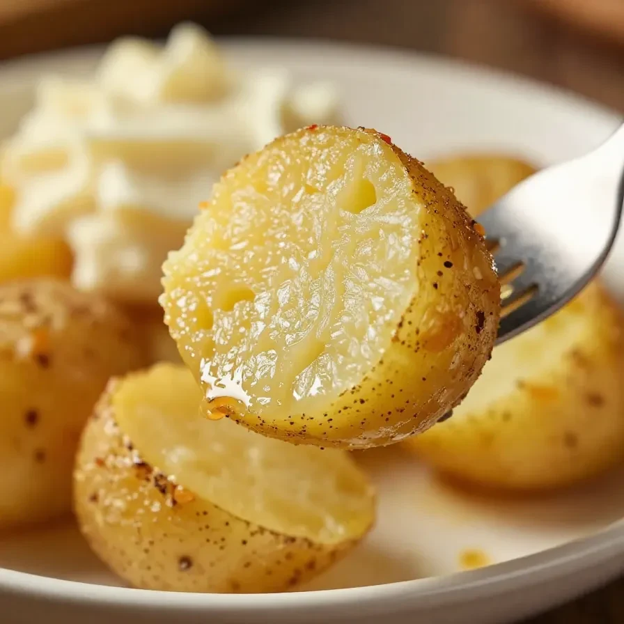 A cast iron skillet filled with golden brown swamp potatoes cooked on a stovetop.