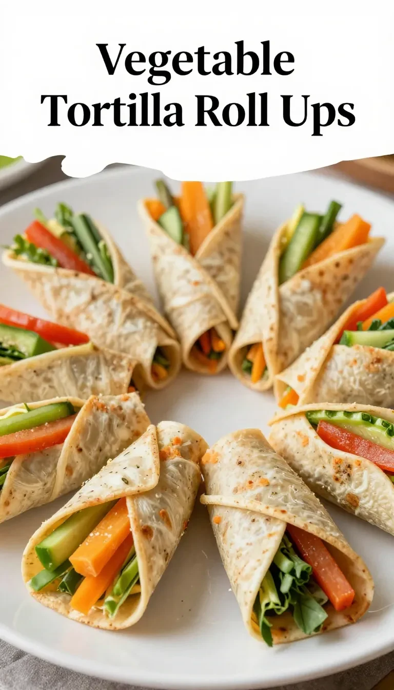 Close-up of colorful vegetable tortilla roll-ups arranged on a wooden platter.