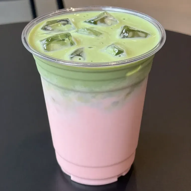 TikTok Starbucks Matcha Pink Drink A TikTok-inspired Starbucks Matcha Pink Drink in a clear cup with ice.