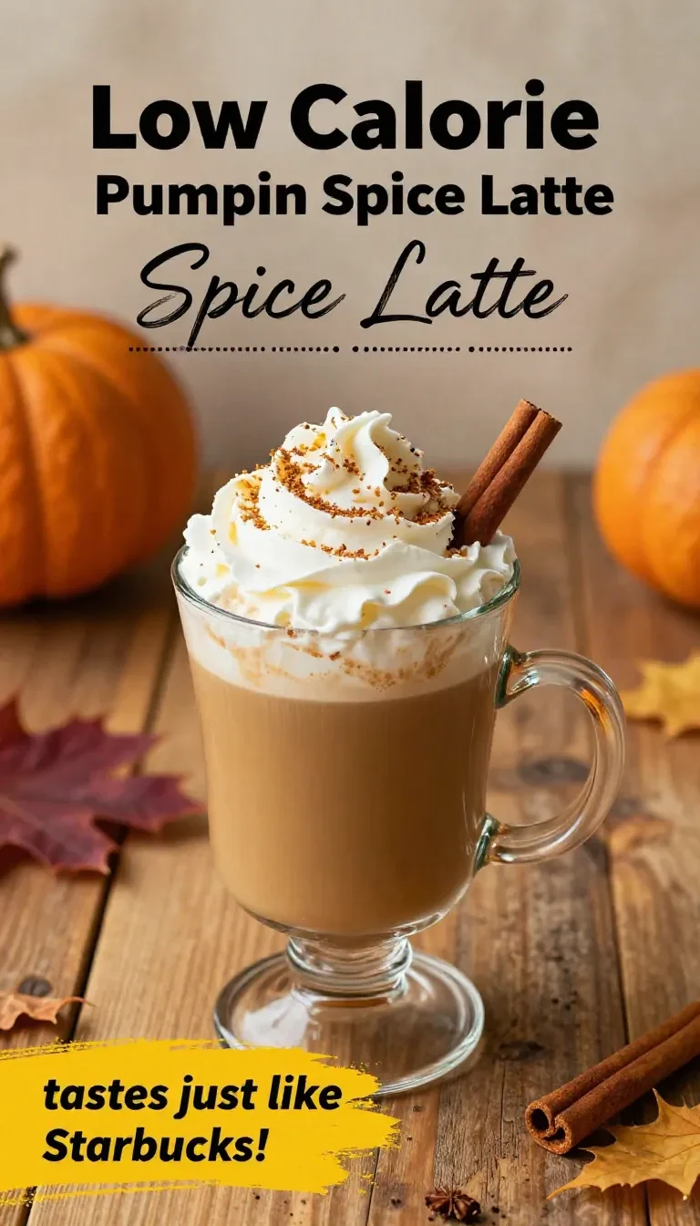 A steaming cup of sugar-free pumpkin spice latte topped with frothy milk and a sprinkle of cinnamon.