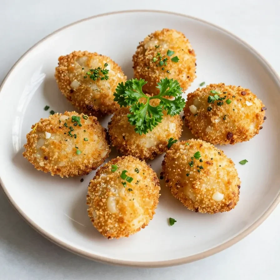 Close-up of Ritz Garlic Parmesan Party Bites served on a wooden platter.