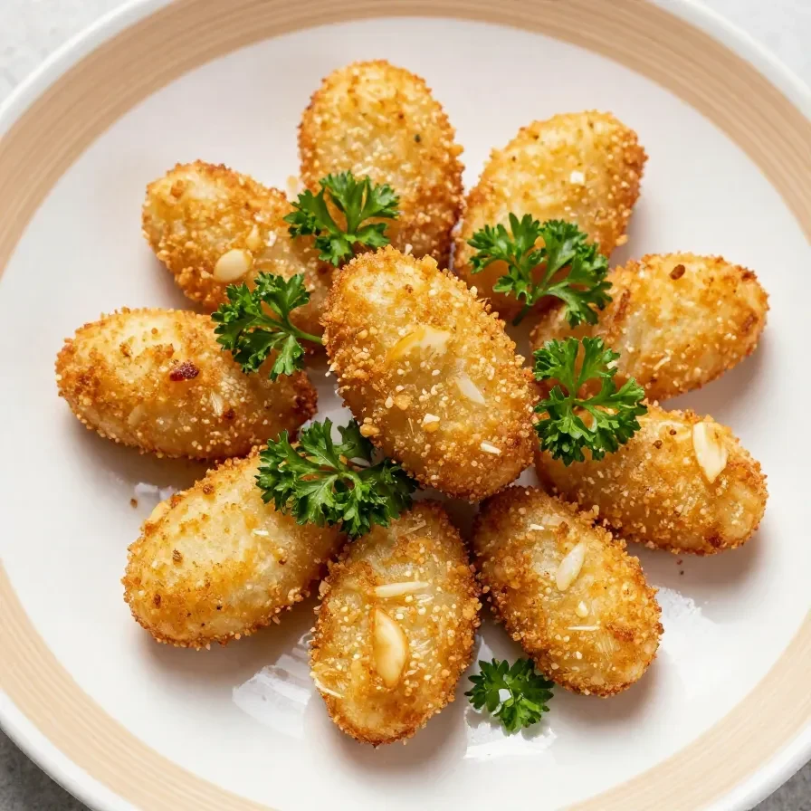 Close-up of Ritz Garlic Parmesan Party Bites served on a wooden platter.