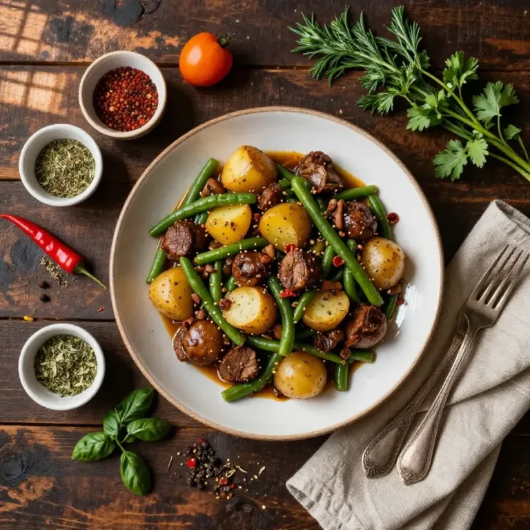 Southern Crock Pot Sausage, Potatoes, and Green Beans Recipe A hearty Southern dish featuring sausage, potatoes, and green beans cooked in a crock pot.