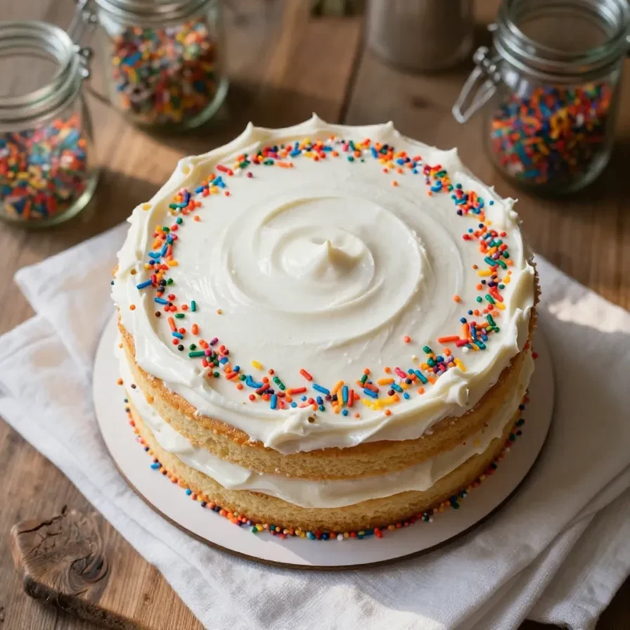 A close-up of freshly baked dot cakes arranged on a wooden plate.
