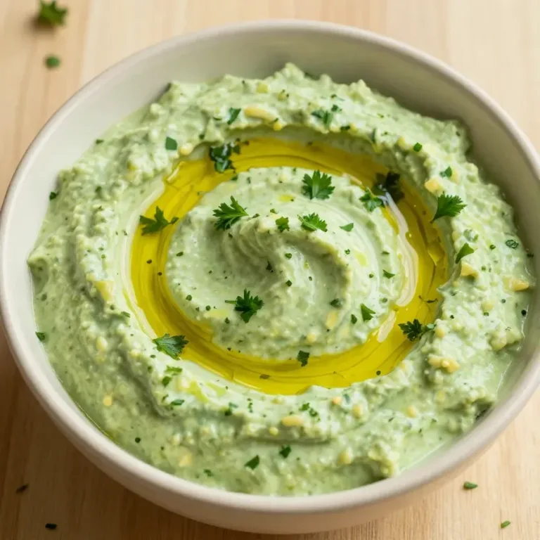 Lemon and Herb White Bean Dip A bowl of lemon and herb white bean dip garnished with fresh parsley and served with crackers.