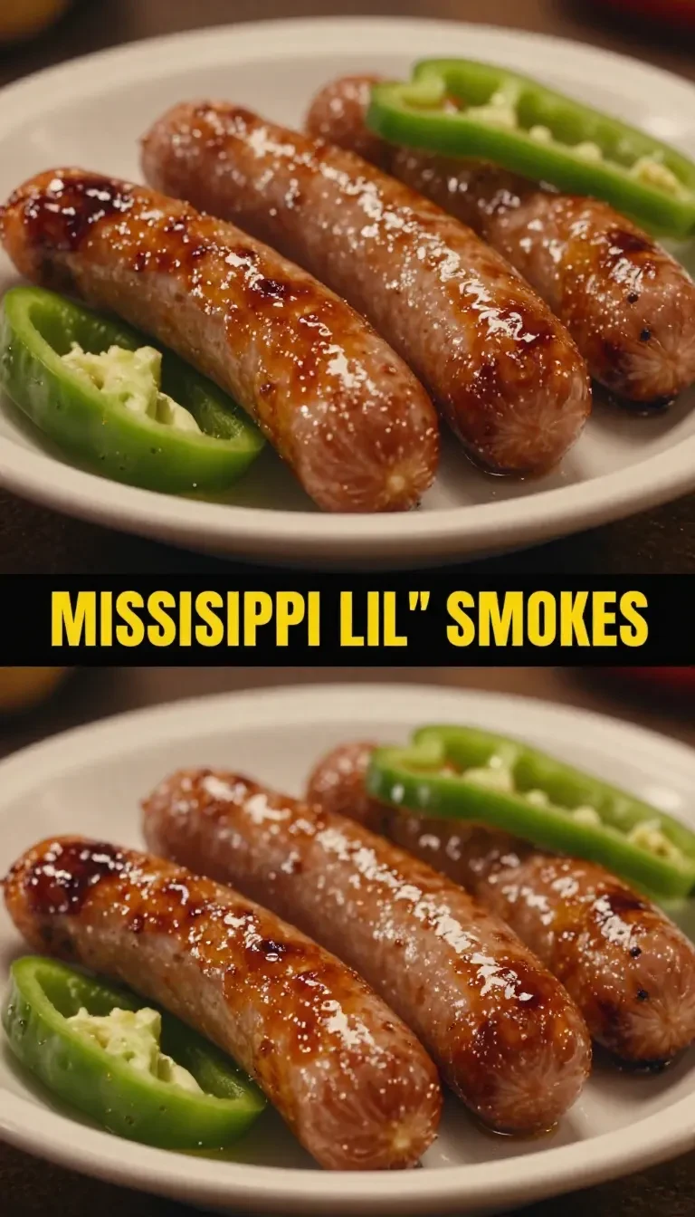 A plate of Mississippi Lil' Smokies glazed with a savory, tangy, and sweet sauce, served as party appetizers.