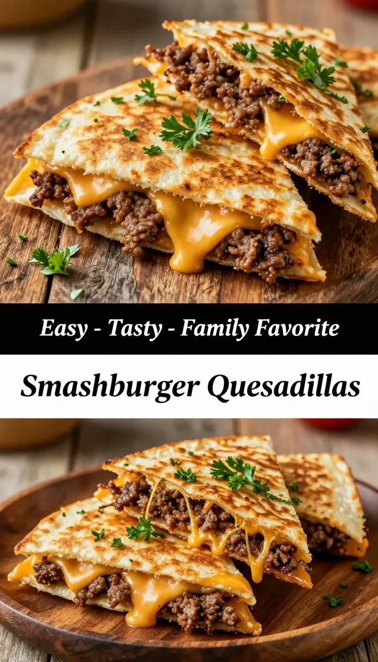 Close-up of a Smashburger quesadilla served on a plate with melted cheese and savory fillings.