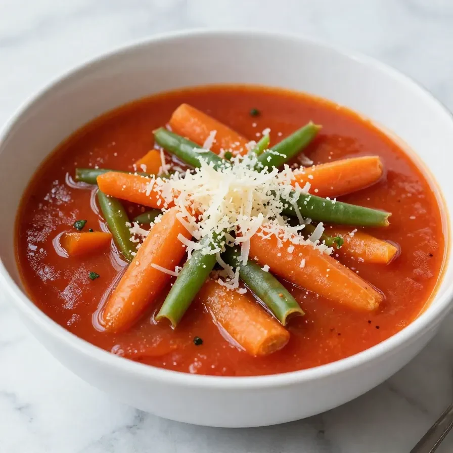 A bowl of classic minestrone soup filled with colorful vegetables and pasta.