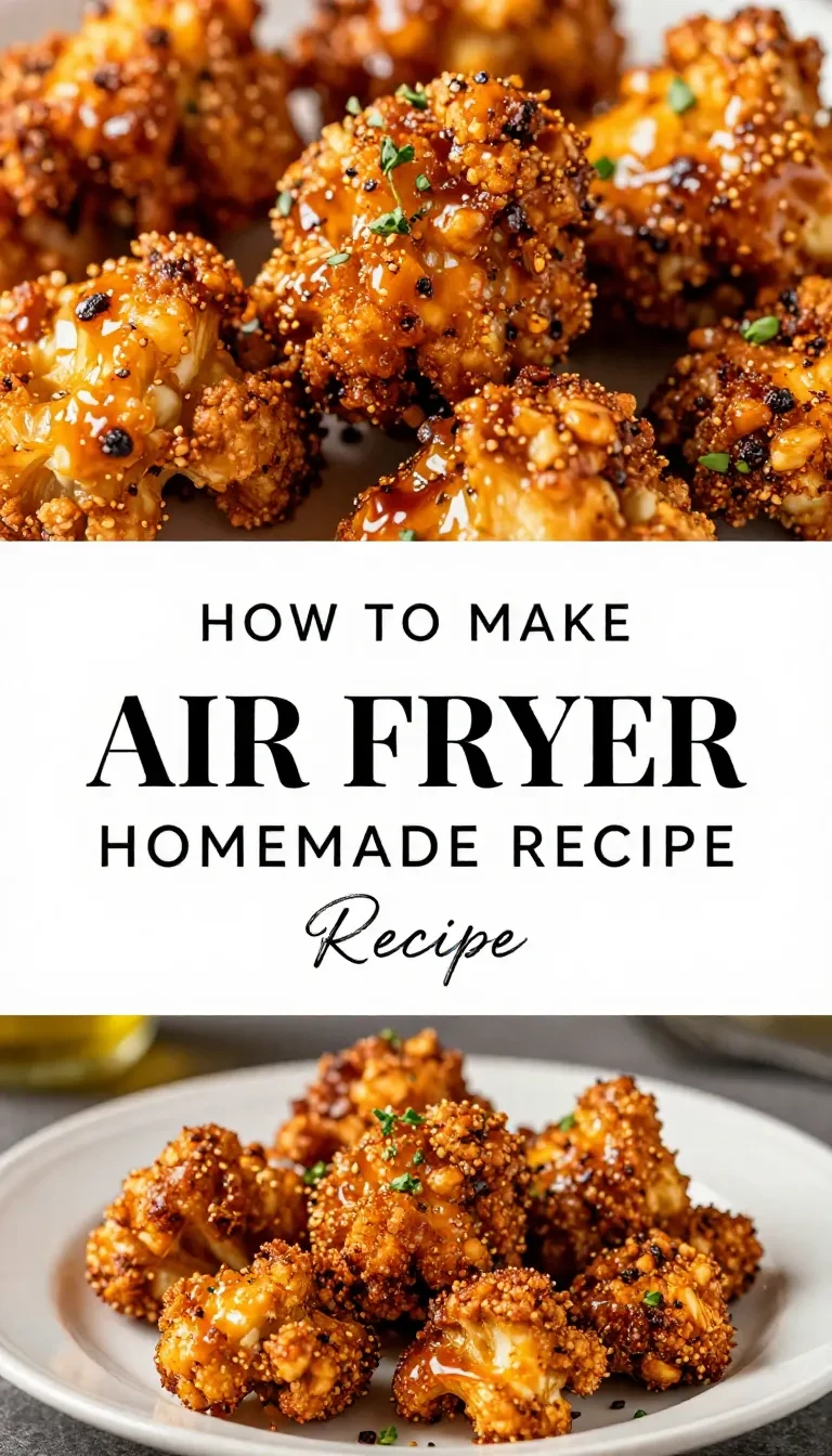 A plate of crispy buffalo cauliflower bites cooked in an air fryer, garnished with green onions.