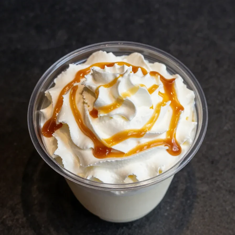A close-up of a Starbucks Pumpkin Spice Frappuccino topped with whipped cream and pumpkin spice seasoning.