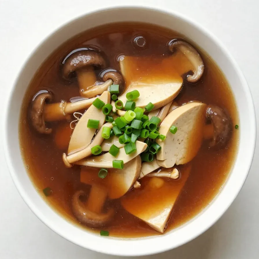 A bowl of classic hot and sour soup garnished with fresh green onions.