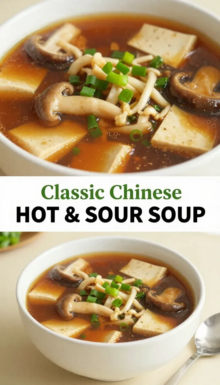 A bowl of classic hot and sour soup garnished with fresh green onions.