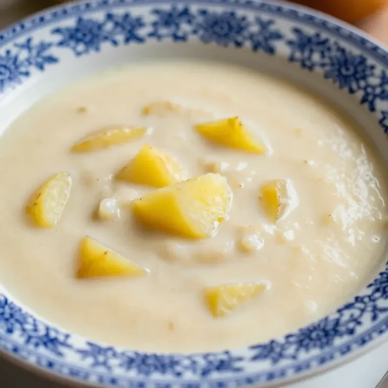 Crockpot Potato Soup with Rosemary and Thyme Recipe A bowl of creamy crockpot potato soup garnished with fresh rosemary and thyme.