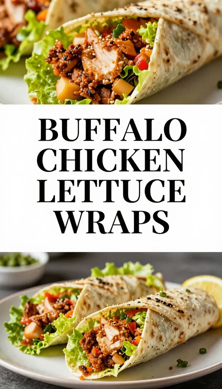 Buffalo chicken lettuce wraps served on a white plate with a side of ranch dressing.