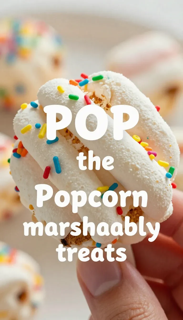 A bowl of colorful homemade Funfetti marshmallow popcorn treats, topped with rainbow sprinkles.