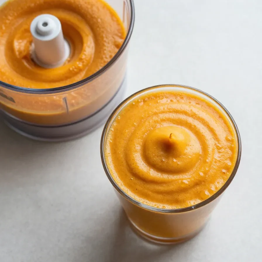 A glass of iced coffee topped with creamy pumpkin cold foam on a wooden table.