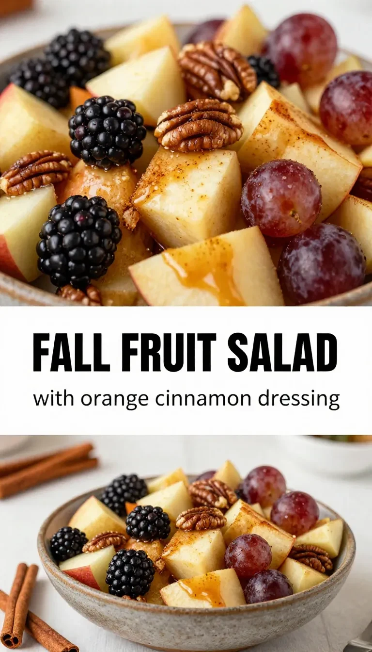 A vibrant bowl of fall fruit salad featuring apples, pears, cranberries, and nuts.