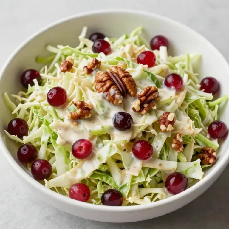 A bowl of fresh apple coleslaw with shredded cabbage and sliced apples.