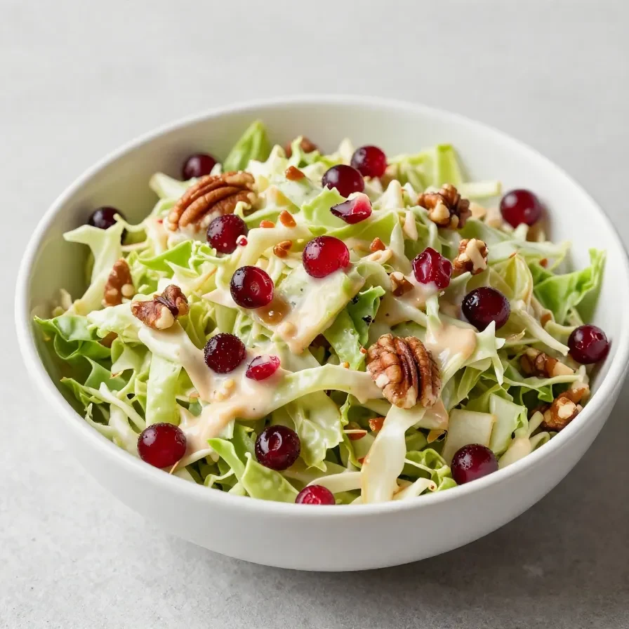 A bowl of fresh apple coleslaw with shredded cabbage and sliced apples.
