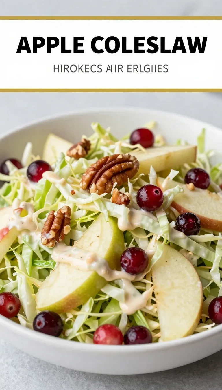 A bowl of fresh apple coleslaw with shredded cabbage and sliced apples.