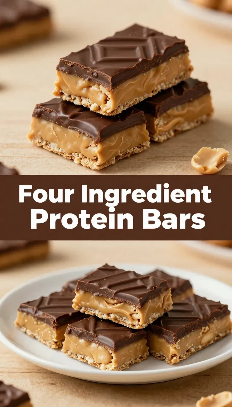 Homemade protein bars with oats, nuts, and chocolate on a wooden table.