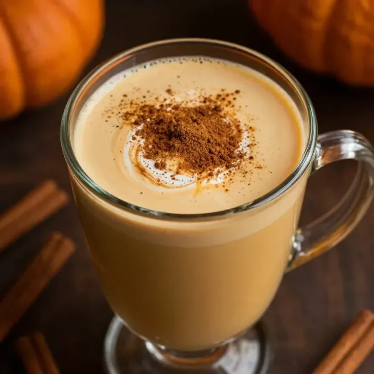 Warm Pumpkin Spice Drink A steaming mug of pumpkin spice drink topped with whipped cream and cinnamon.