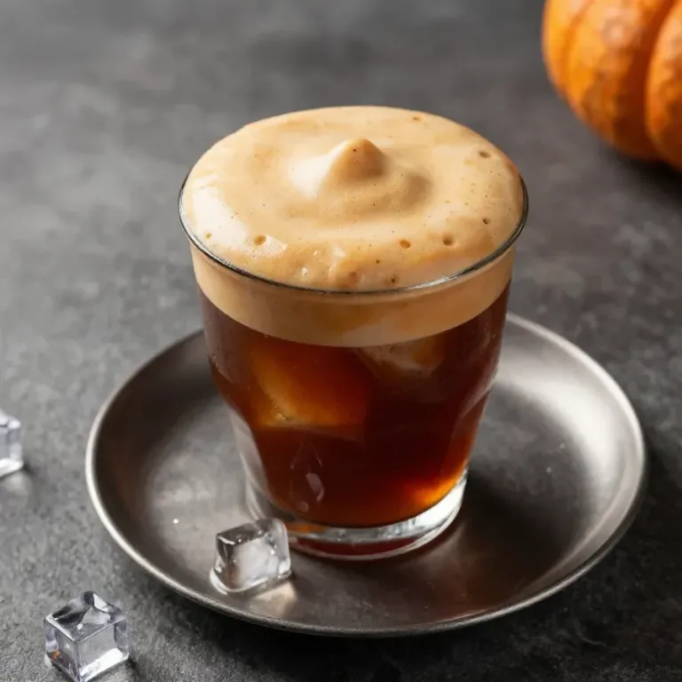 A homemade copycat Starbucks Pumpkin Cream Cold Brew served in a glass with a layer of creamy pumpkin foam on top.