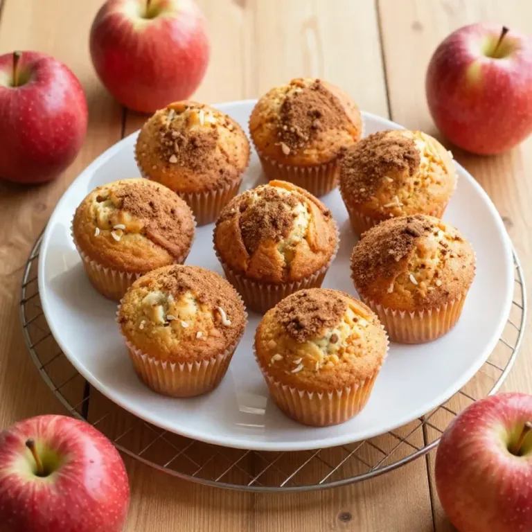 A plate of freshly baked mini apple muffins that are vegan and gluten-free.