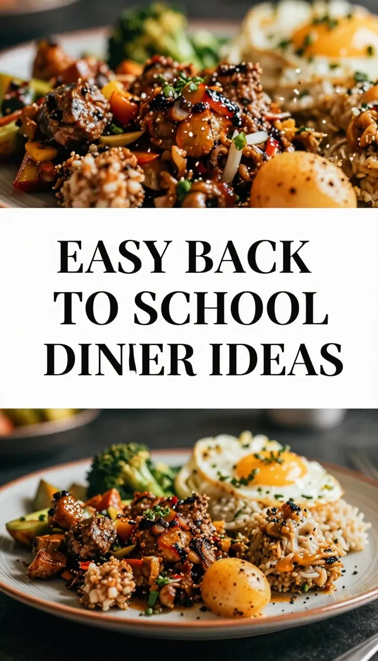 A table set with easy-to-make back-to-school dinner dishes, including pasta and fresh salad.