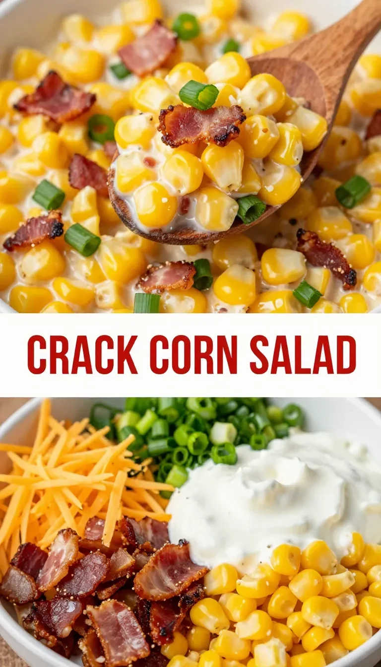 A bowl of crack corn salad with fresh vegetables and a creamy dressing.