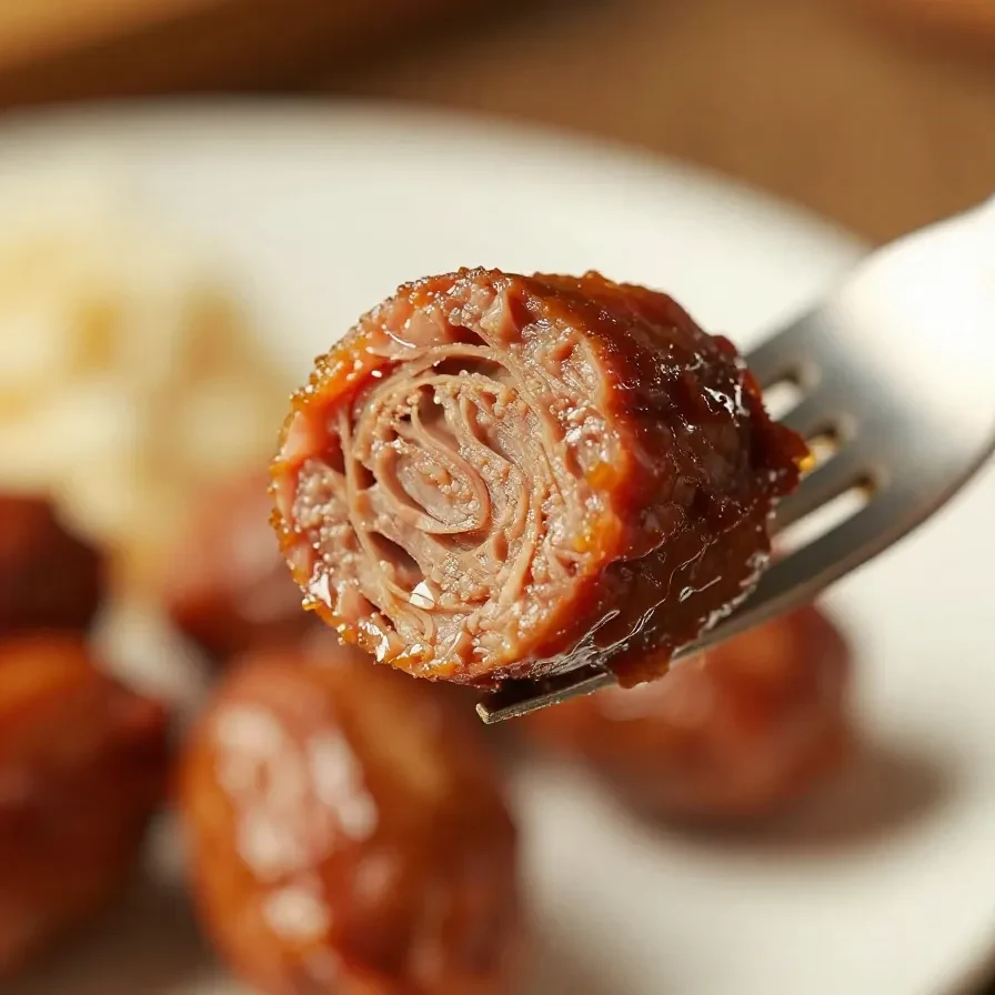A plate of easy 3-ingredient little smokies served with toothpicks.