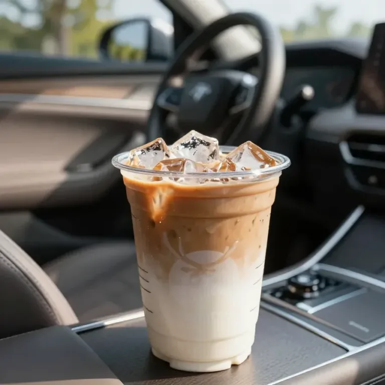 A Starbucks Iced Pumpkin Cream Chai Latte served in a glass cup with a creamy pumpkin foam topping.