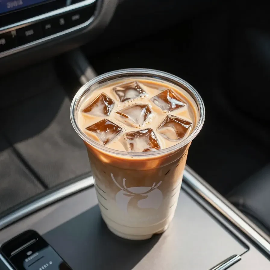 A Starbucks Iced Pumpkin Cream Chai Latte served in a glass cup with a creamy pumpkin foam topping.