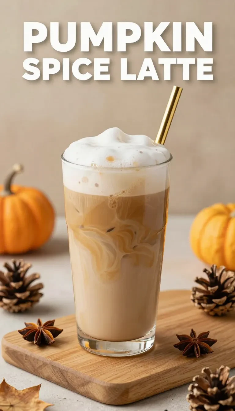 A glass of iced pumpkin cream chai garnished with cinnamon and whipped cream.