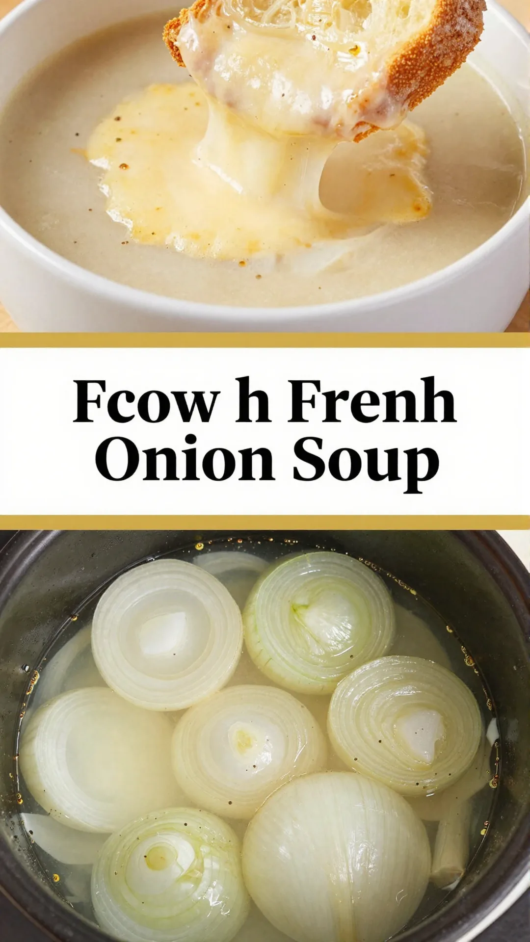 A bowl of French onion soup topped with melted cheese and served with crusty bread.